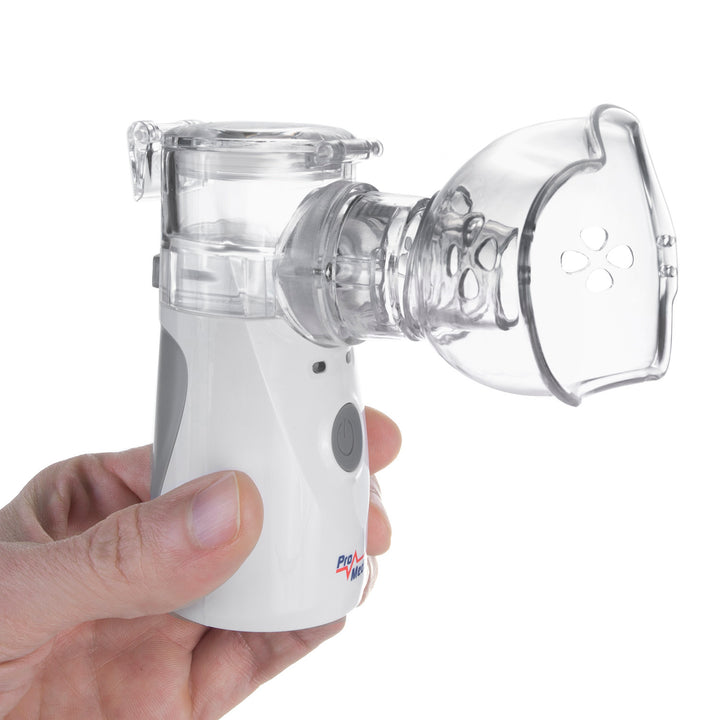 Nebulizzatore inalatore cordless portatile/manuale Promedix, kit, maschere, PR-835 + termometro medico a infrarossi senza contatto Promedix PR-960