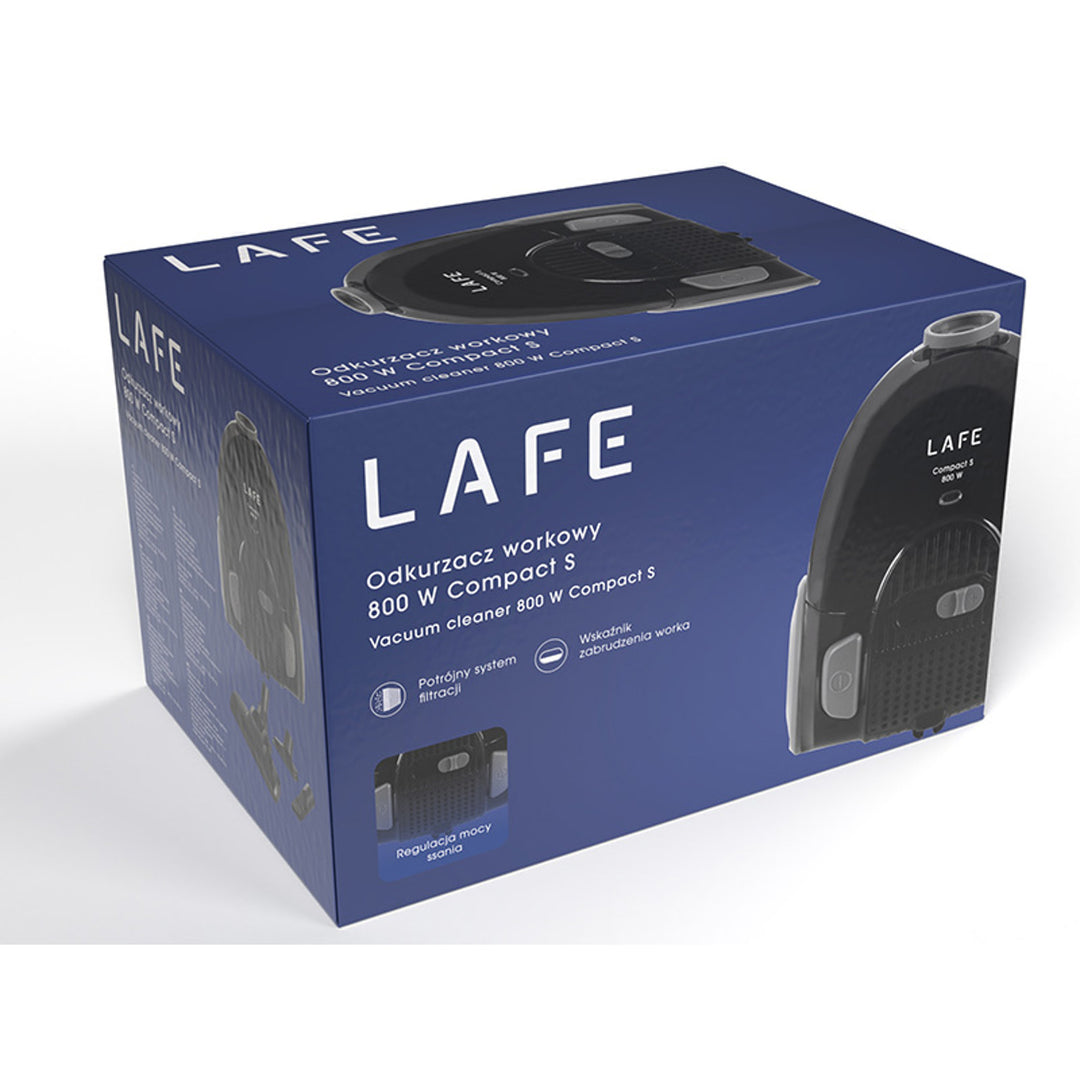 Aspirapolvere Lafe con sacco, sistema di filtraggio triplo, 800W, nero, Compact S