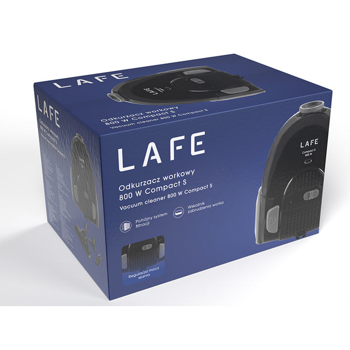 Aspirapolvere Lafe con sacco, sistema di filtraggio triplo, 800W, nero, Compact S