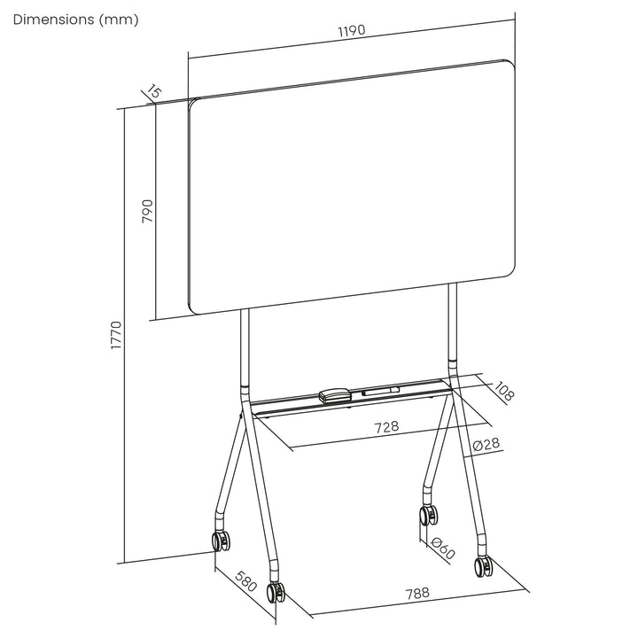 Lavagna cancellabile a secco Ergo Office, orientamento orizzontale, bianca, monofacciale, con ripiano, dimensioni lavagna 1190x790 mm, ER-306