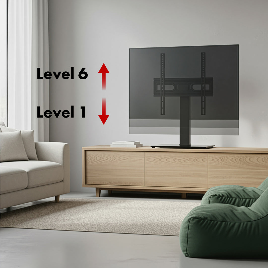Supporto TV universale Maclean, per mobile RTV, supporto, max. 40 kg, max. VESA 400x400, regolazione in altezza e angolazione, per TV 32-65", MC-124