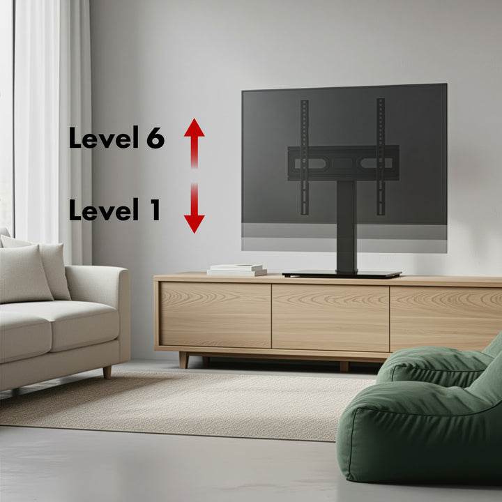 Supporto TV universale Maclean, per mobile RTV, supporto, max. 40 kg, max. VESA 400x400, regolazione in altezza e angolazione, per TV 32-65", MC-124