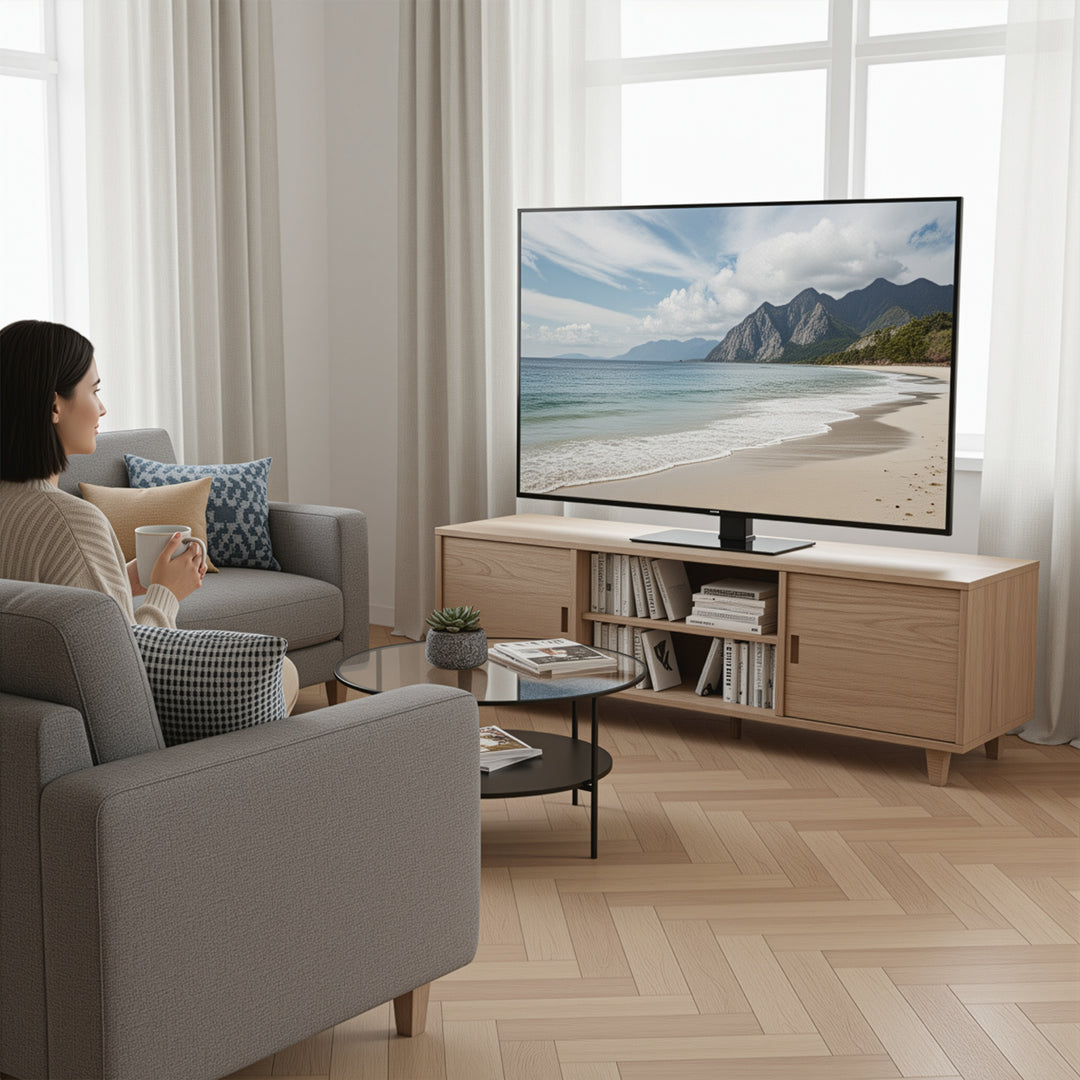 Supporto TV universale Maclean, per mobile RTV, supporto, max. 40 kg, max. VESA 400x400, regolazione in altezza e angolazione, per TV 32-65", MC-124