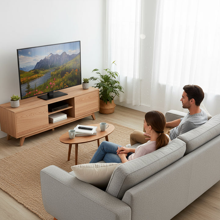 Supporto TV universale Maclean, per mobile RTV, supporto, max. 40 kg, max. VESA 400x400, regolazione in altezza e angolazione, per TV 32-65", MC-124