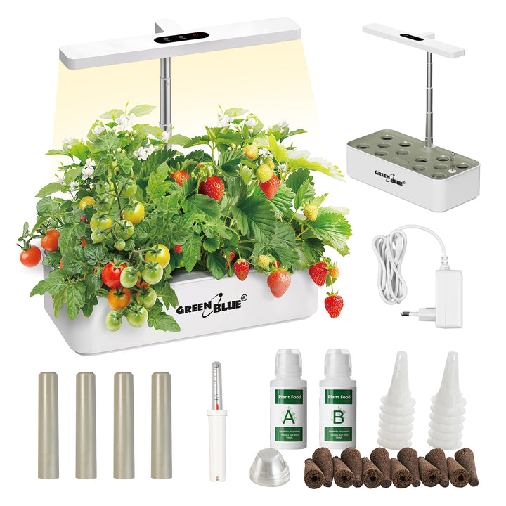 GreenBlue Sistema intelligente di coltivazione di piante da interno, vaso SMART, capacità 4L, per 12 piante, LED a spettro completo, GB133