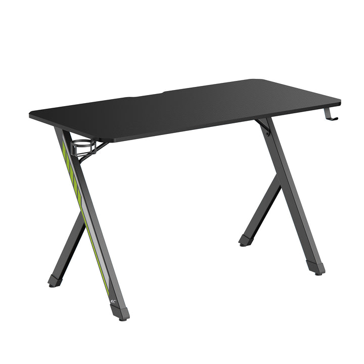 Scrivania da gioco NanoRS, nera, con porta cuffie e porta bicchieri, max. 75 kg, dimensioni 1200x600x750 mm, RS101