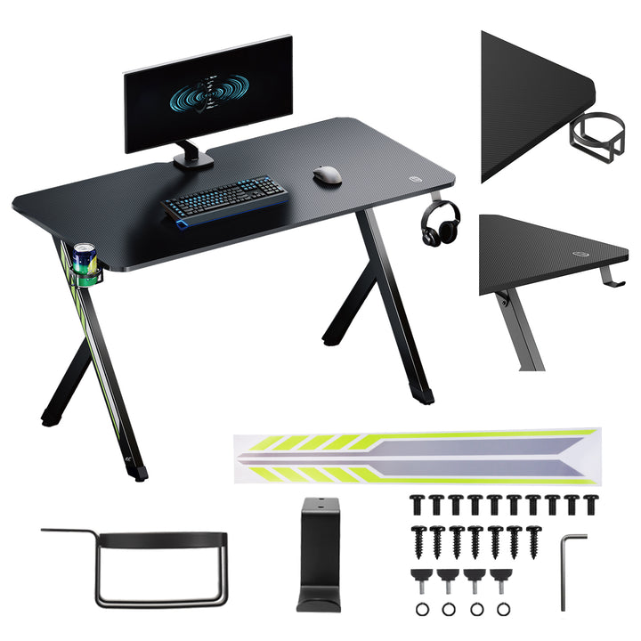 Scrivania da gioco NanoRS, nera, con porta cuffie e porta bicchieri, max. 75 kg, dimensioni 1200x600x750 mm, RS101