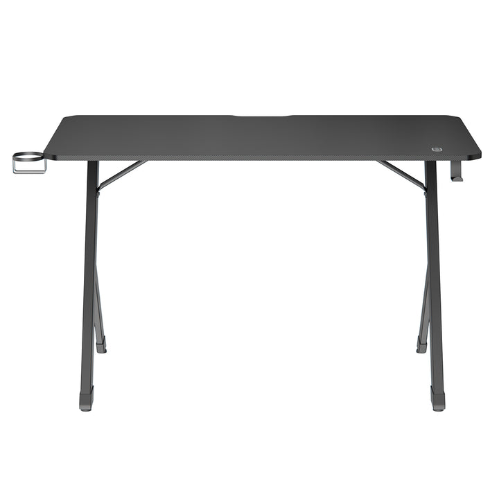 Scrivania da gioco NanoRS, nera, con supporto per cuffie e tazze, retroilluminazione RGB, max. 75 kg, dimensioni 1200x600x750 mm, RS102