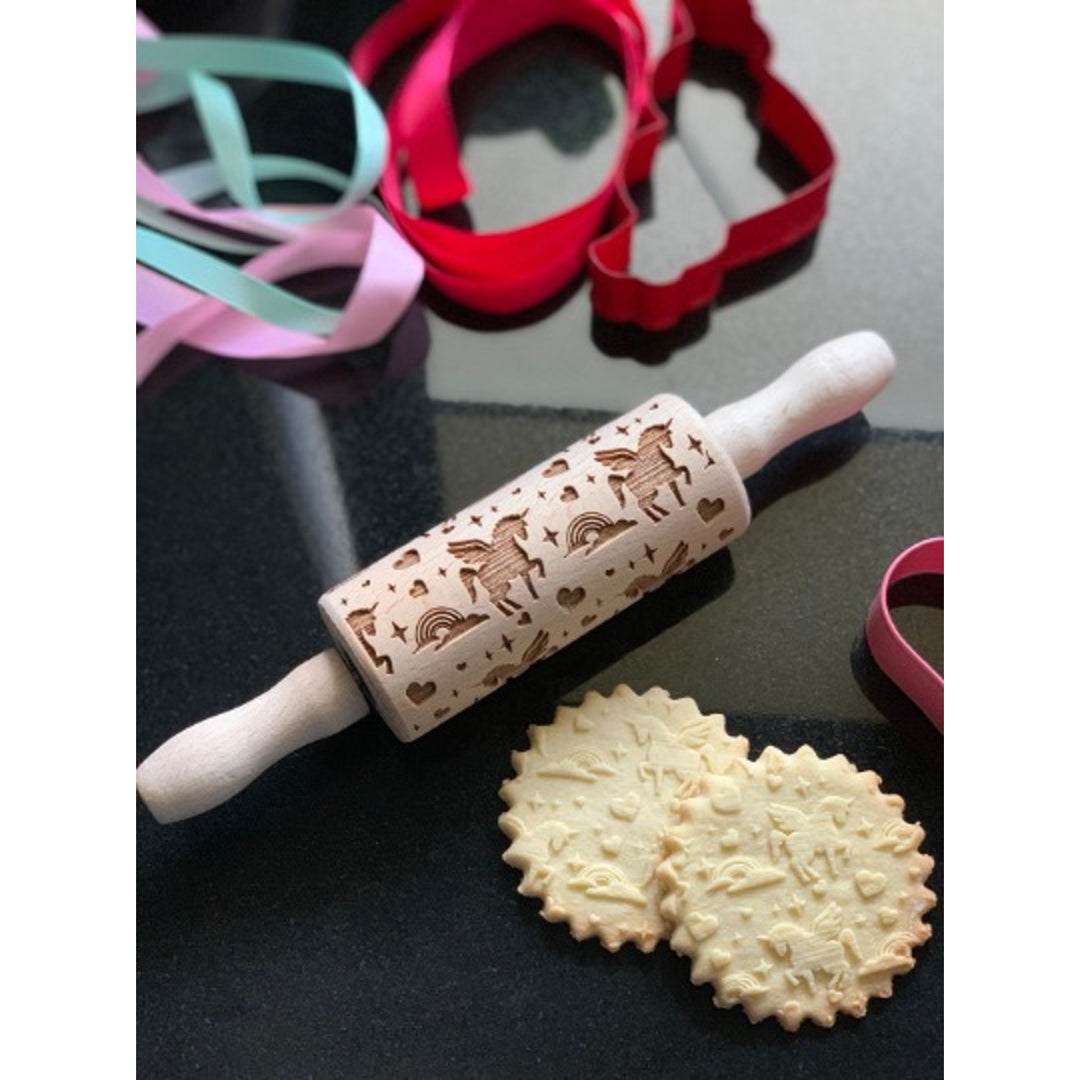 Rullo per dolci inciso Goody Woody, 23,5 cm, legno di faggio, design unicorno