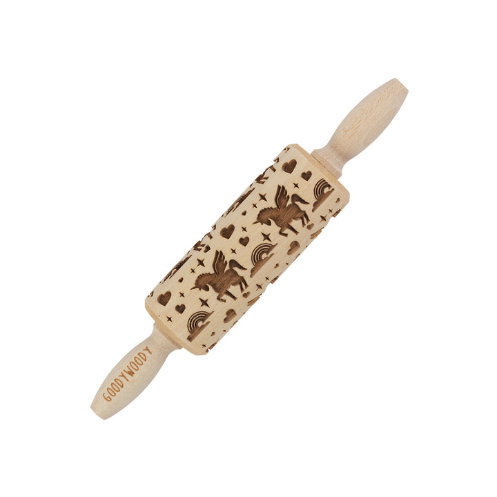 Rullo per dolci inciso Goody Woody, 23,5 cm, legno di faggio, design unicorno