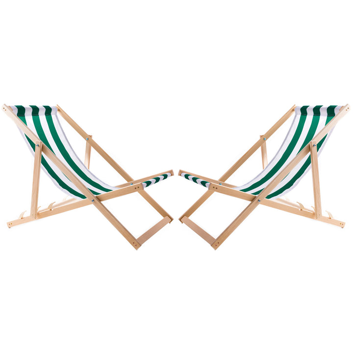 Set di due sedie a sdraio a strisce verdi, Woodok, assemblate