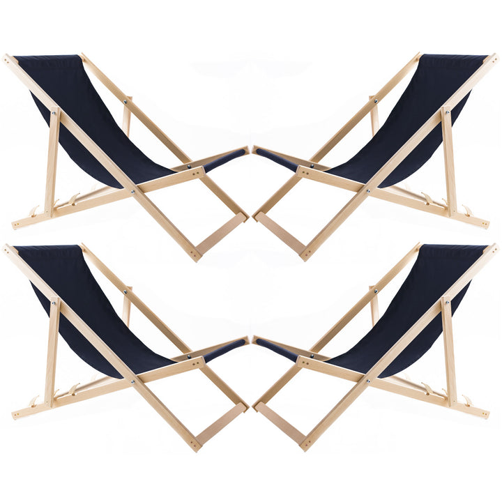 Set di quattro sedie a sdraio, blu scuro, Woodok, assemblate