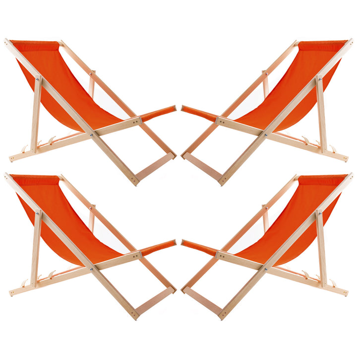 Set di quattro sedie a sdraio, arancione, Woodok, assemblate
