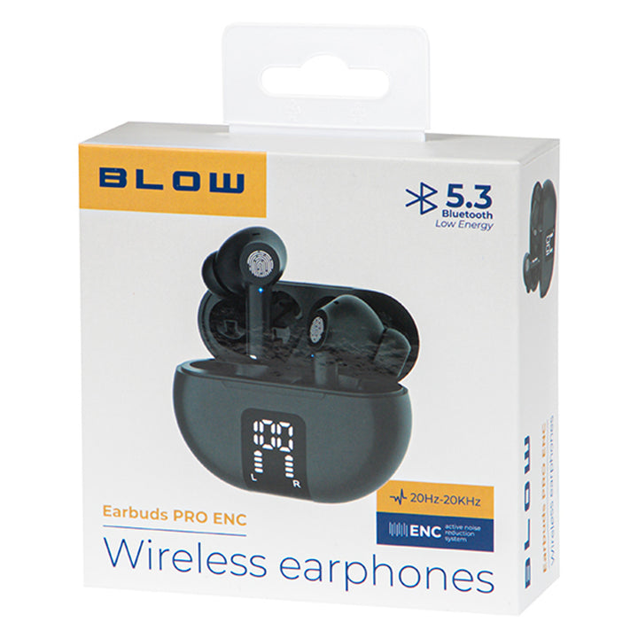 Cuffie wireless BLOW, Bluetooth 5.3, display LED, sistema ENC, PRO ENC BLACK