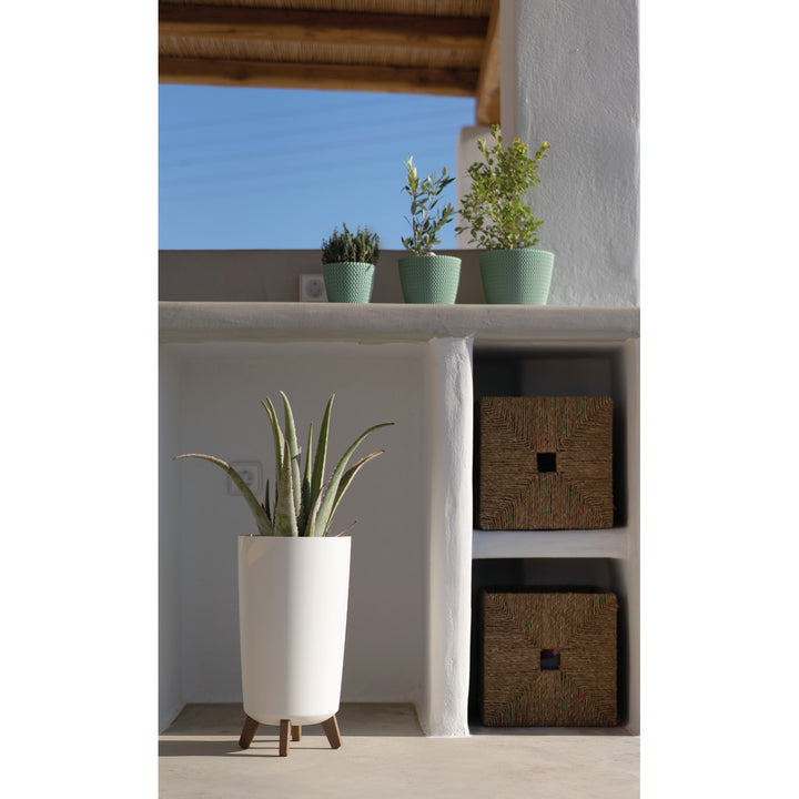 Vaso da fiori Prosperplast, diametro 195 mm, altezza 365 mm, su gambe, bianco, Gracia Tubus Slim