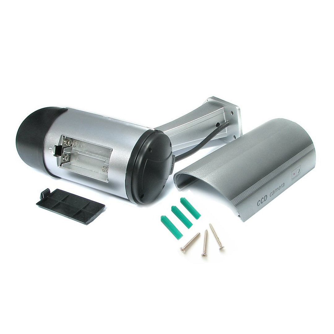 Telecamera fittizia con LED lampeggiante IR1100 S IR per esterni, argento, 2 pezzi