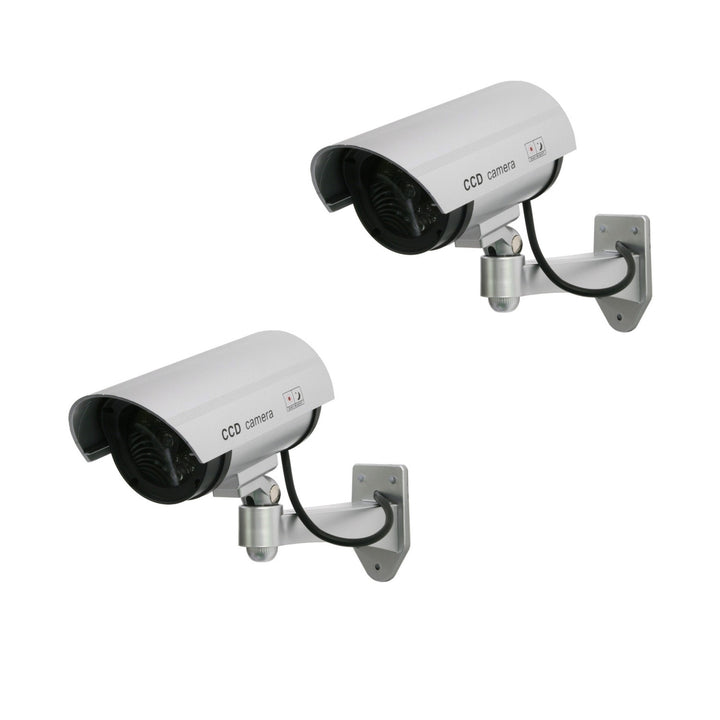Telecamera fittizia con LED lampeggiante IR1100 S IR per esterni, argento, 2 pezzi