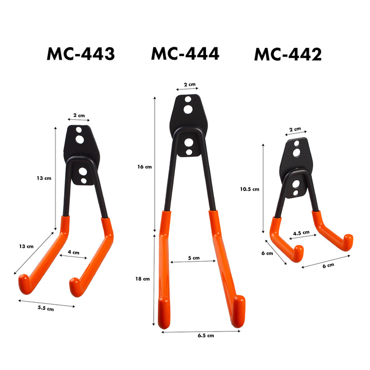 Supporto da parete per garage Maclean, per pneumatici, attrezzi da giardino, scala, tubi. acciaio, carico massimo 70kg, MC-442 + MC-443 carico massimo 50kg + MC-444 carico massimo 25kg