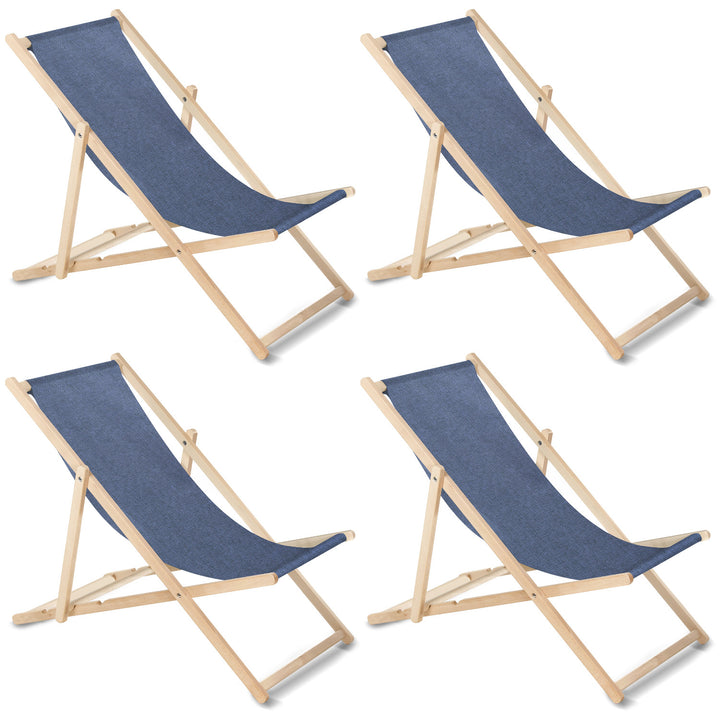 GreenBlue GB183M lettino classico in faggio blu melange, 4 pezzi