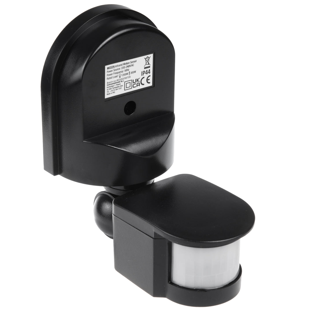 Sensore di movimento e crepuscolare a parete Maclean, 180°, max. 1200W, bianco e nero, MCE25