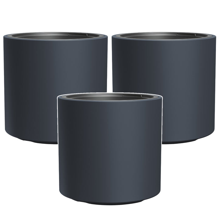 Vaso da fiori Prosperplast, con inserto, altezza 29 cm, antracite, Heos, 2 pezzi