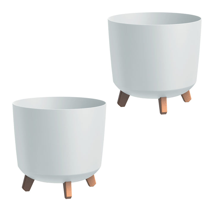 Vaso da fiori Prosperplast, su gambe, inserto per irrigazione, altezza 28,5 cm, bianco, Gracia Tubus, set di 2 pezzi