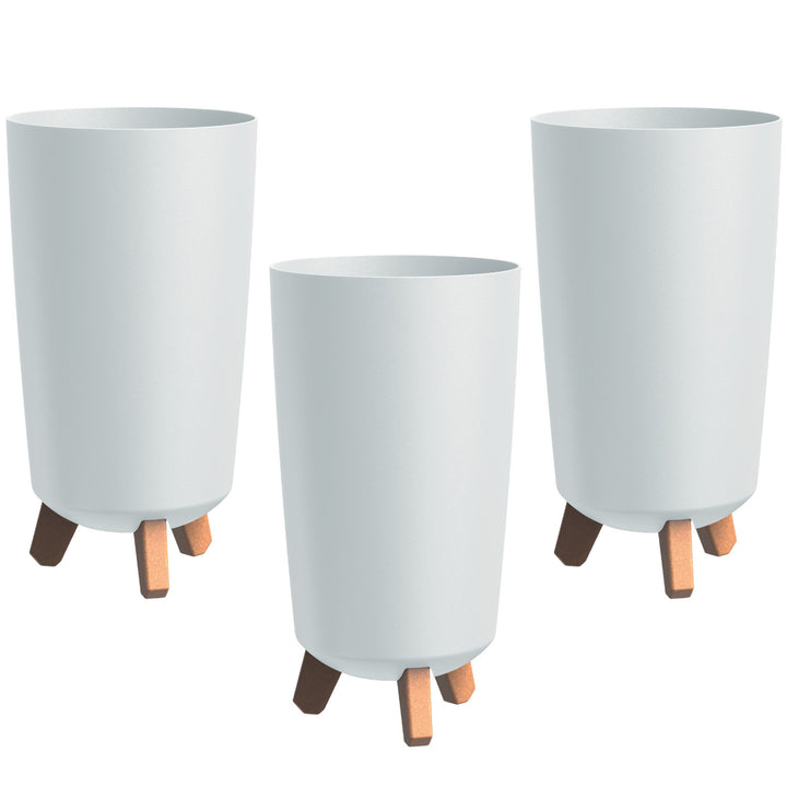 Vaso da fiori Prosperplast, diametro 195 mm, altezza 365 mm, su gambe, bianco, Gracia Tubus Slim, set di 3 pezzi
