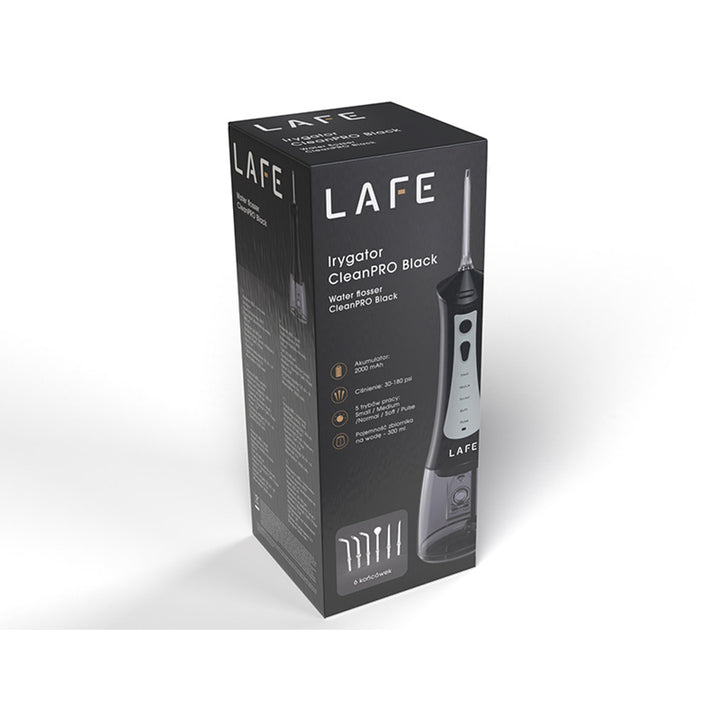 Irrigatore dentale LAFE, 5 modalità, 6 punte, nero, CleanPRO