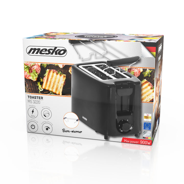 Tostapane Mesko, tostapane a 2 fette, 900W, nero, MS 3220
