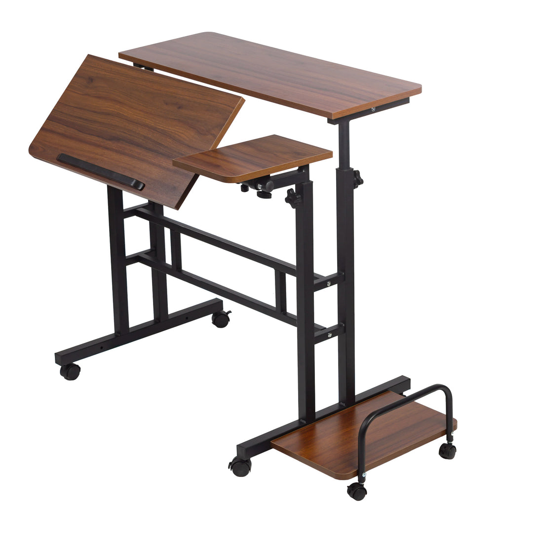 Scrivania mobile per laptop Maclean, nera, piano 80x60cm, 50kg max, regolazione in altezza 67-115 cm, MC-124 B