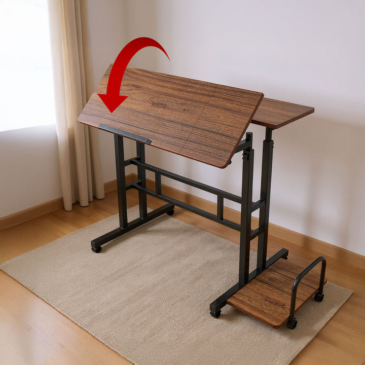 Scrivania mobile per laptop Maclean, nera, piano 80x60cm, 50kg max, regolazione in altezza 67-115 cm, MC-124 B