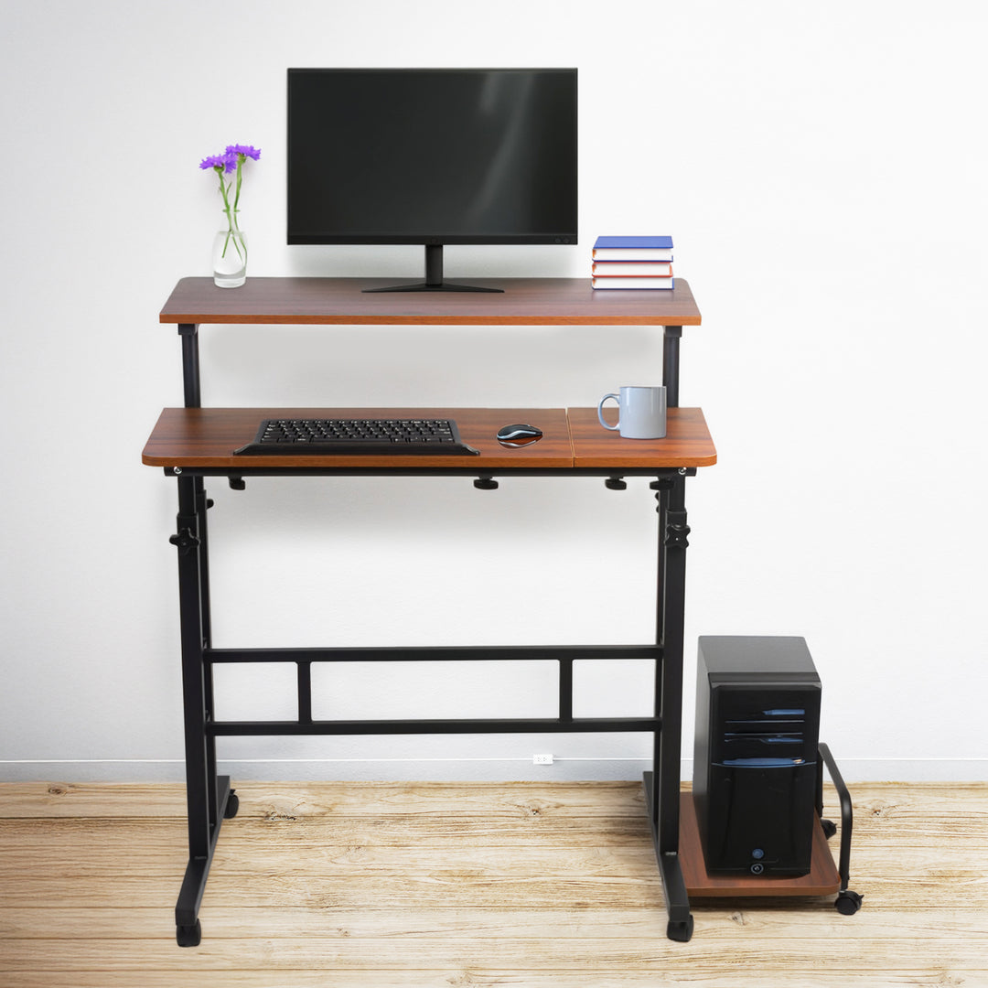 Scrivania mobile per laptop Maclean, nera, piano 80x60cm, 50kg max, regolazione in altezza 67-115 cm, MC-124 B