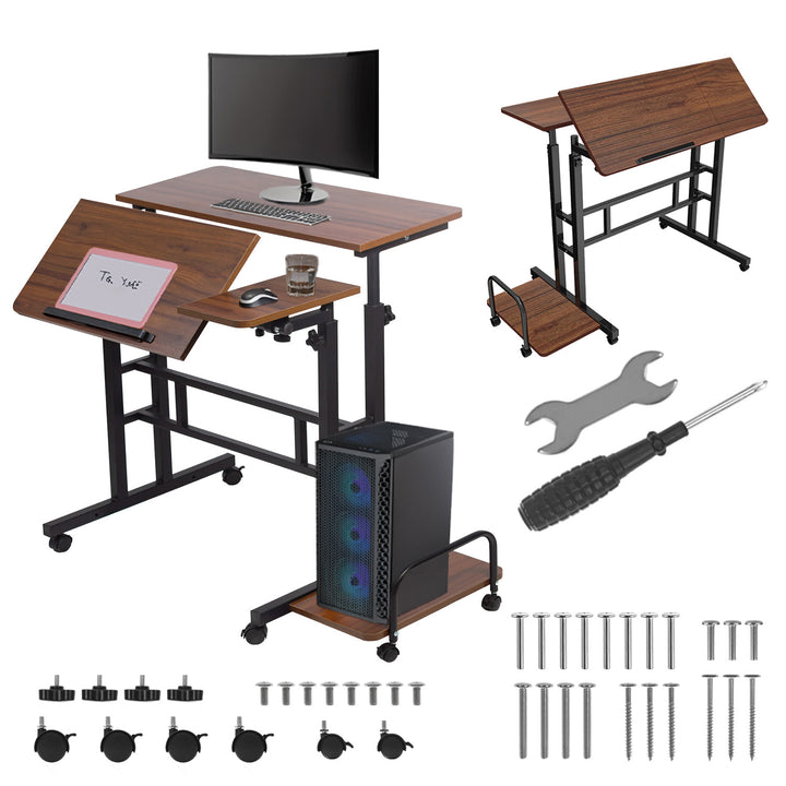 Scrivania mobile per laptop Maclean, nera, piano 80x60cm, 50kg max, regolazione in altezza 67-115 cm, MC-124 B