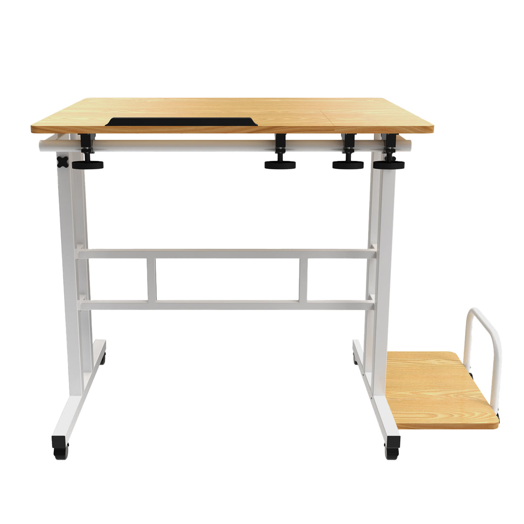 Tavolo mobile per laptop Maclean, bianco, piano 80x60cm, 50kg max, regolazione in altezza 67-115cm , MC-124 W