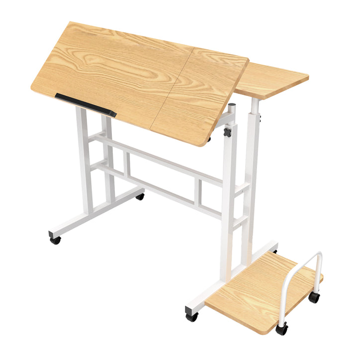 Tavolo mobile per laptop Maclean, bianco, piano 80x60cm, 50kg max, regolazione in altezza 67-115cm , MC-124 W