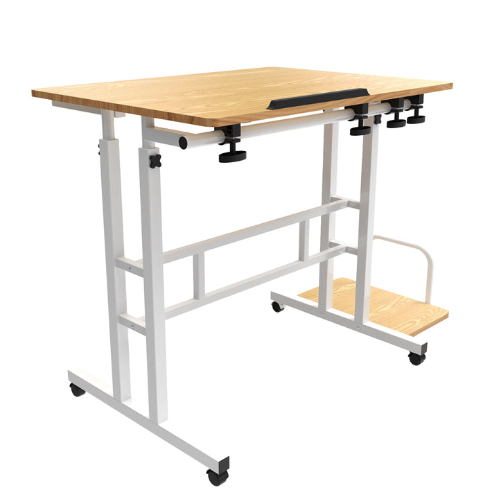Tavolo mobile per laptop Maclean, bianco, piano 80x60cm, 50kg max, regolazione in altezza 67-115cm , MC-124 W