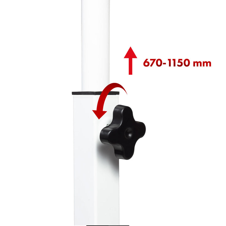 Tavolo mobile per laptop Maclean, bianco, piano 80x60cm, 50kg max, regolazione in altezza 67-115cm , MC-124 W