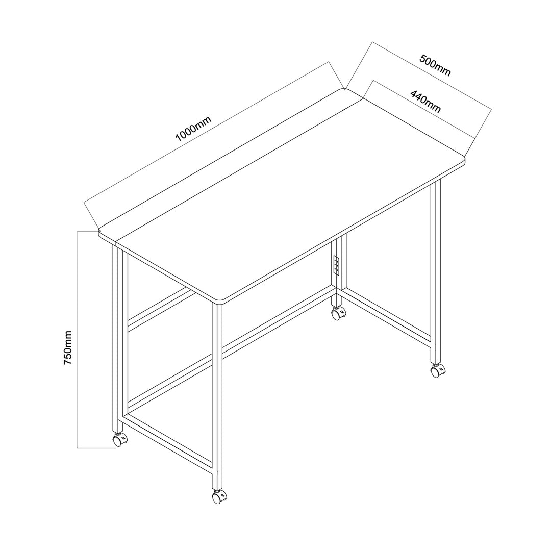 Tavolo pieghevole Maclean, bianco, mobile, piano 100x50 cm, max. 50 kg, MC-1250 W
