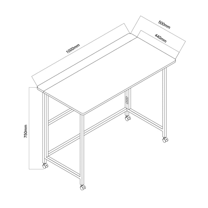 Tavolo pieghevole Maclean, bianco, mobile, piano 100x50 cm, max. 50 kg, MC-1250 W