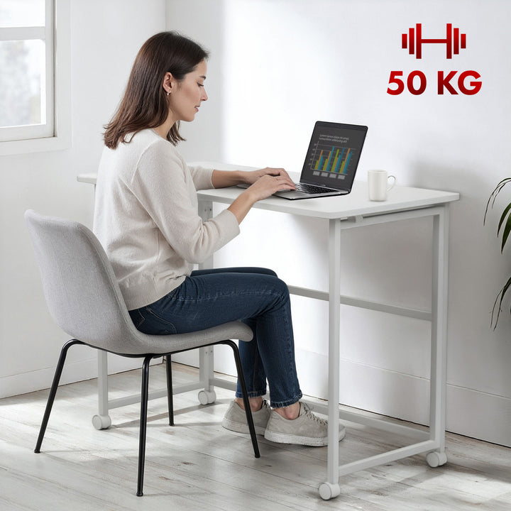 Tavolo pieghevole Maclean, bianco, mobile, piano 100x50 cm, max. 50 kg, MC-1250 W