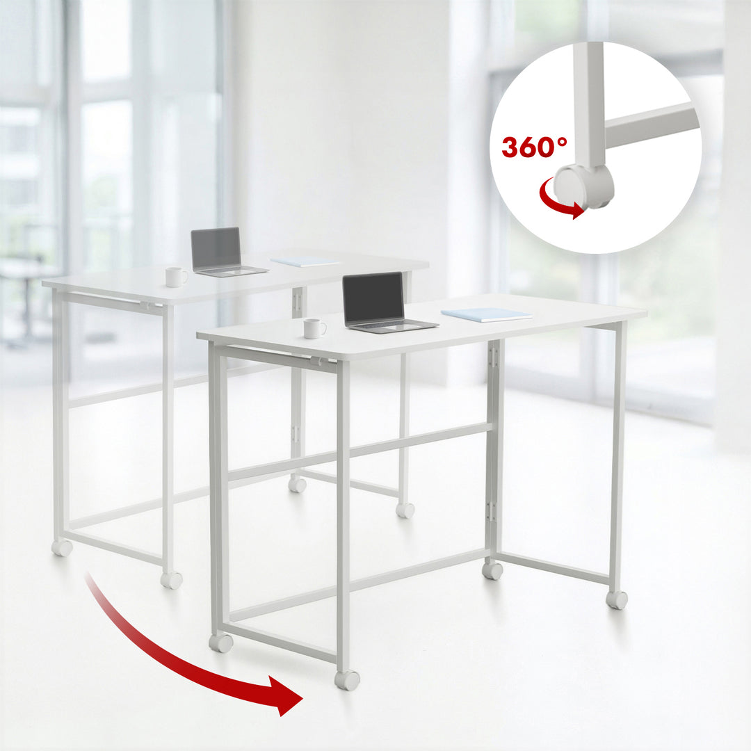 Tavolo pieghevole Maclean, bianco, mobile, piano 100x50 cm, max. 50 kg, MC-1250 W