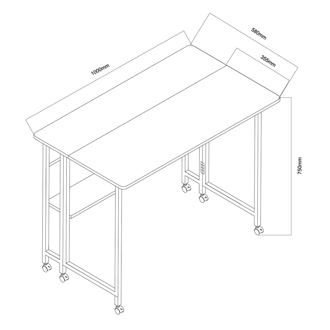 Tavolo pieghevole Maclean, bianco, mobile, piano 100x58cm, max. 50kg. 50 kg, MC-126 W