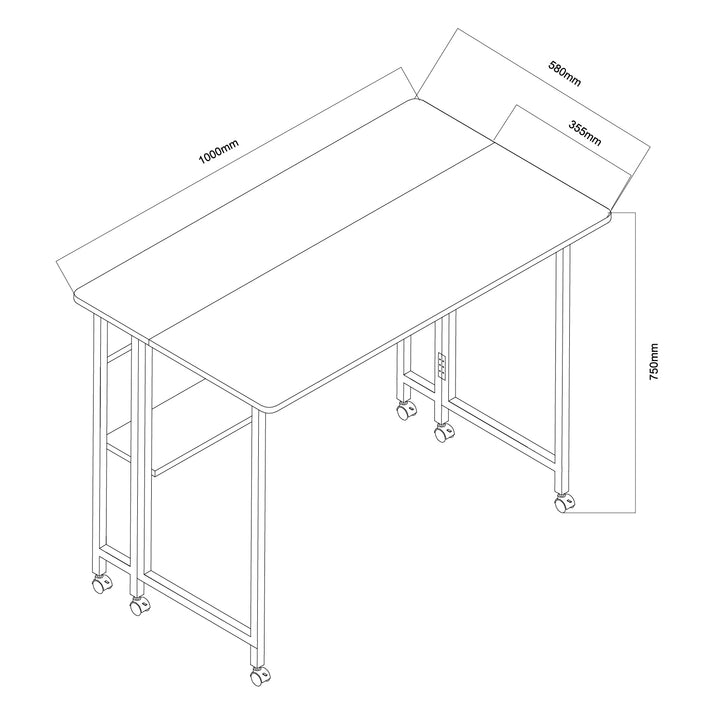 Tavolo pieghevole Maclean, bianco, mobile, piano 100x58cm, max. 50kg. 50 kg, MC-126 W