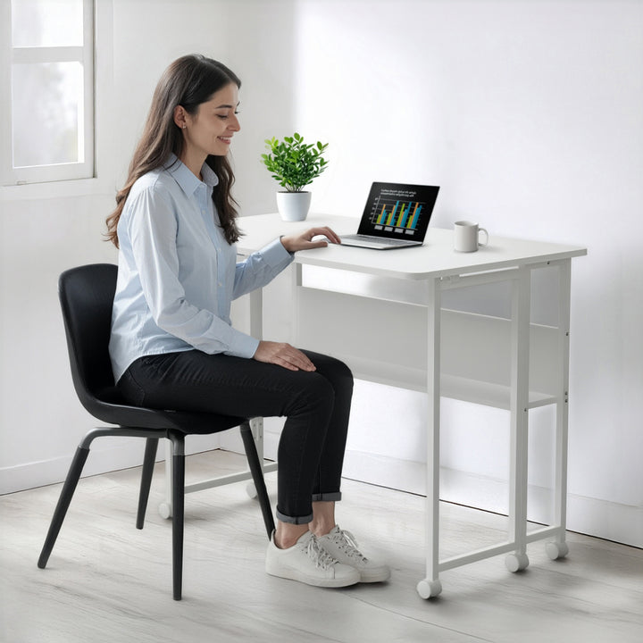 Tavolo pieghevole Maclean, bianco, mobile, piano 100x58cm, max. 50kg. 50 kg, MC-126 W