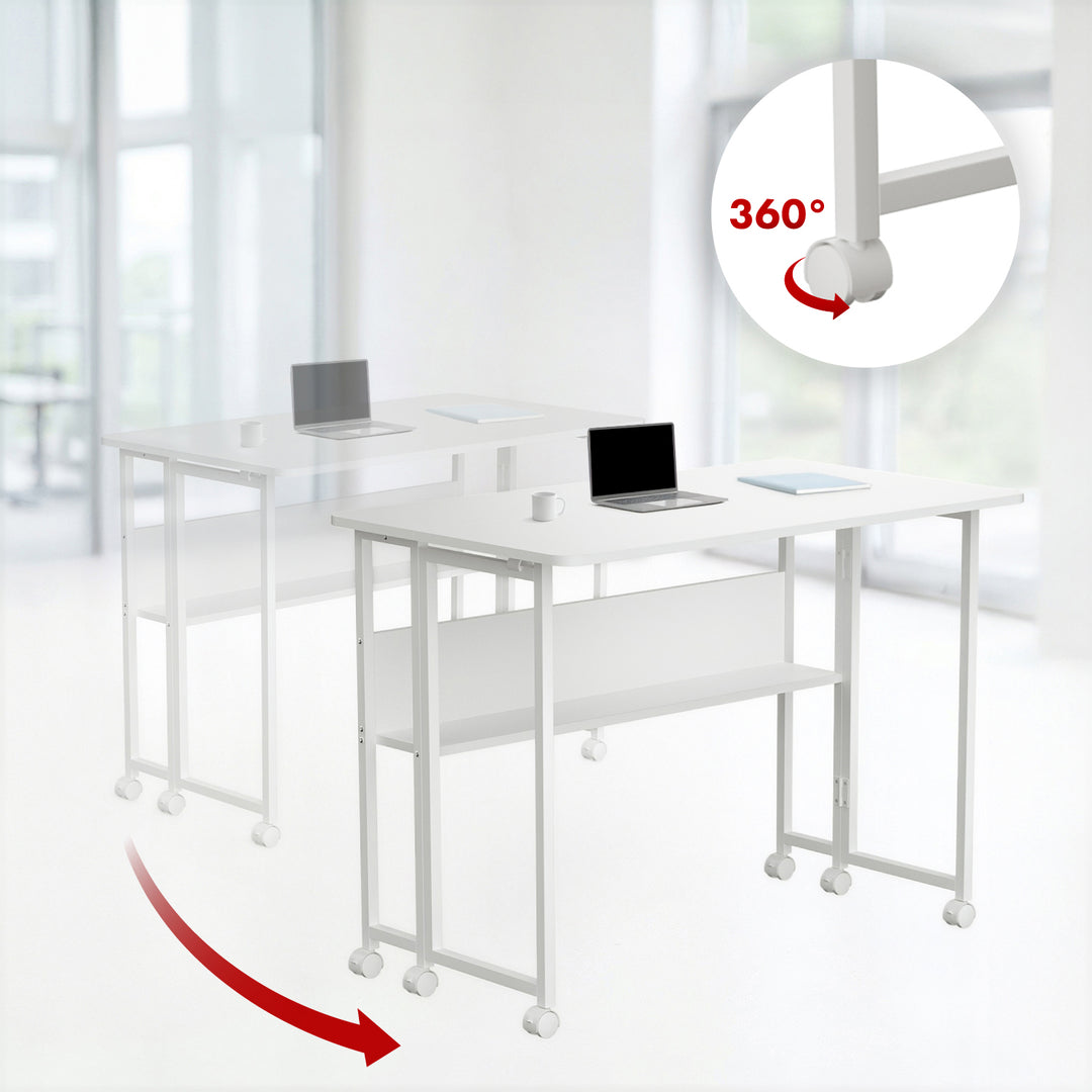 Tavolo pieghevole Maclean, bianco, mobile, piano 100x58cm, max. 50kg. 50 kg, MC-126 W