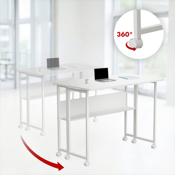 Tavolo pieghevole Maclean, bianco, mobile, piano 100x58cm, max. 50kg. 50 kg, MC-126 W