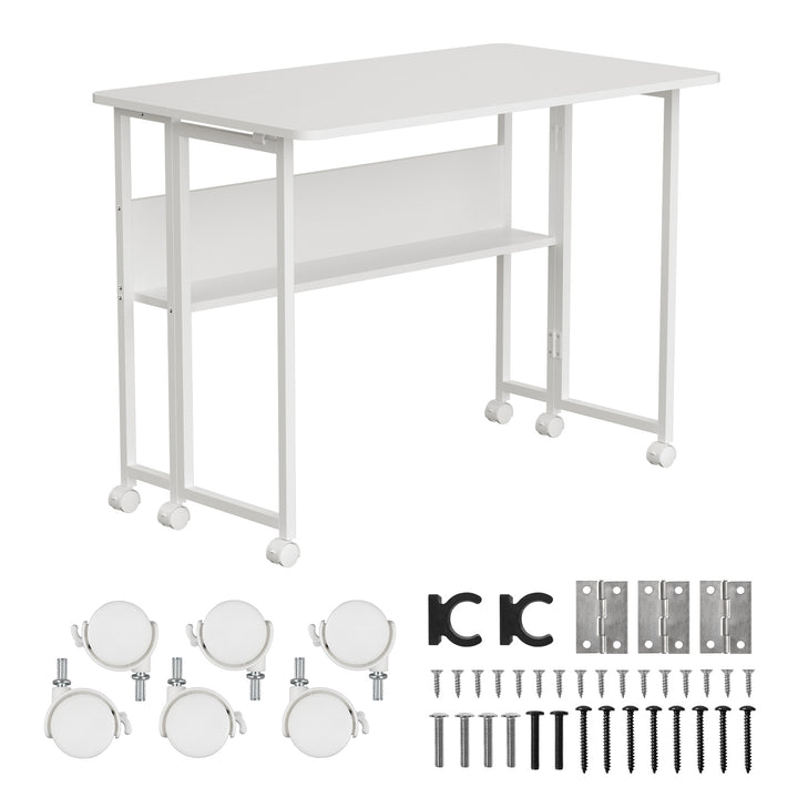Tavolo pieghevole Maclean, bianco, mobile, piano 100x58cm, max. 50kg. 50 kg, MC-126 W