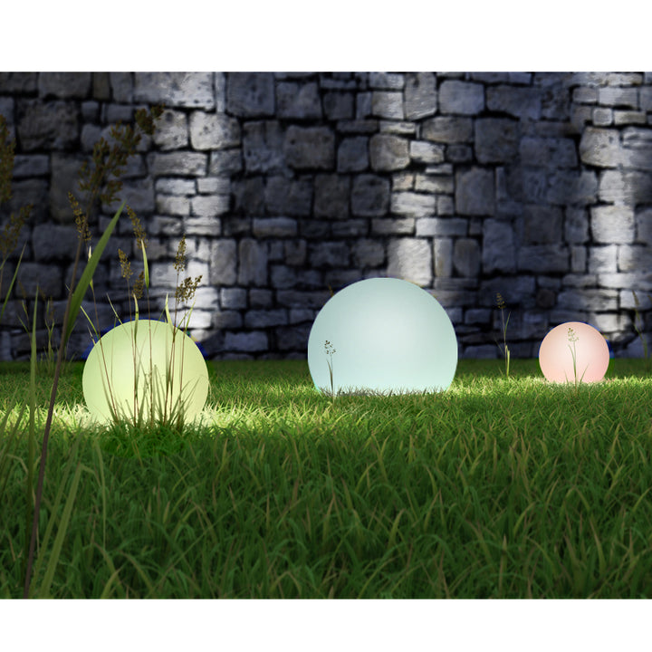 Lampada solare da giardino GB167 - Sfera 30x30x63cm, LED colorati, 4 pezzi