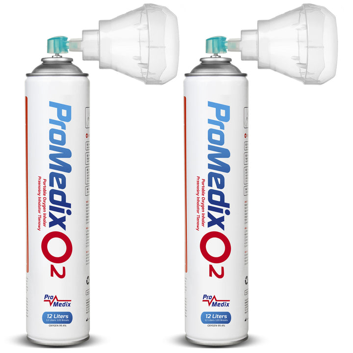 Inalatore portatile di ossigeno in bombola al 99,4% Promedix 12L, PR-994, 2 unità