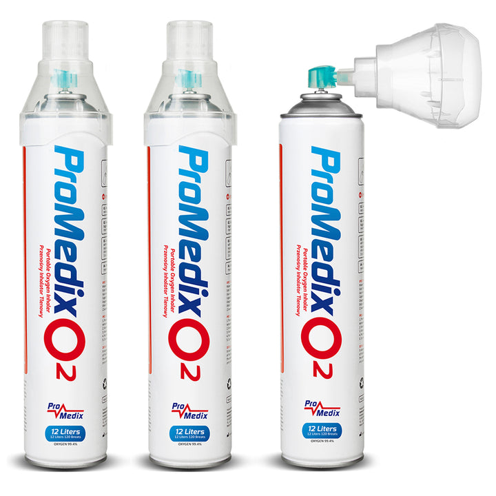Inalatore portatile di ossigeno in bombola al 99,4% Promedix 12L, PR-994, 3 unità